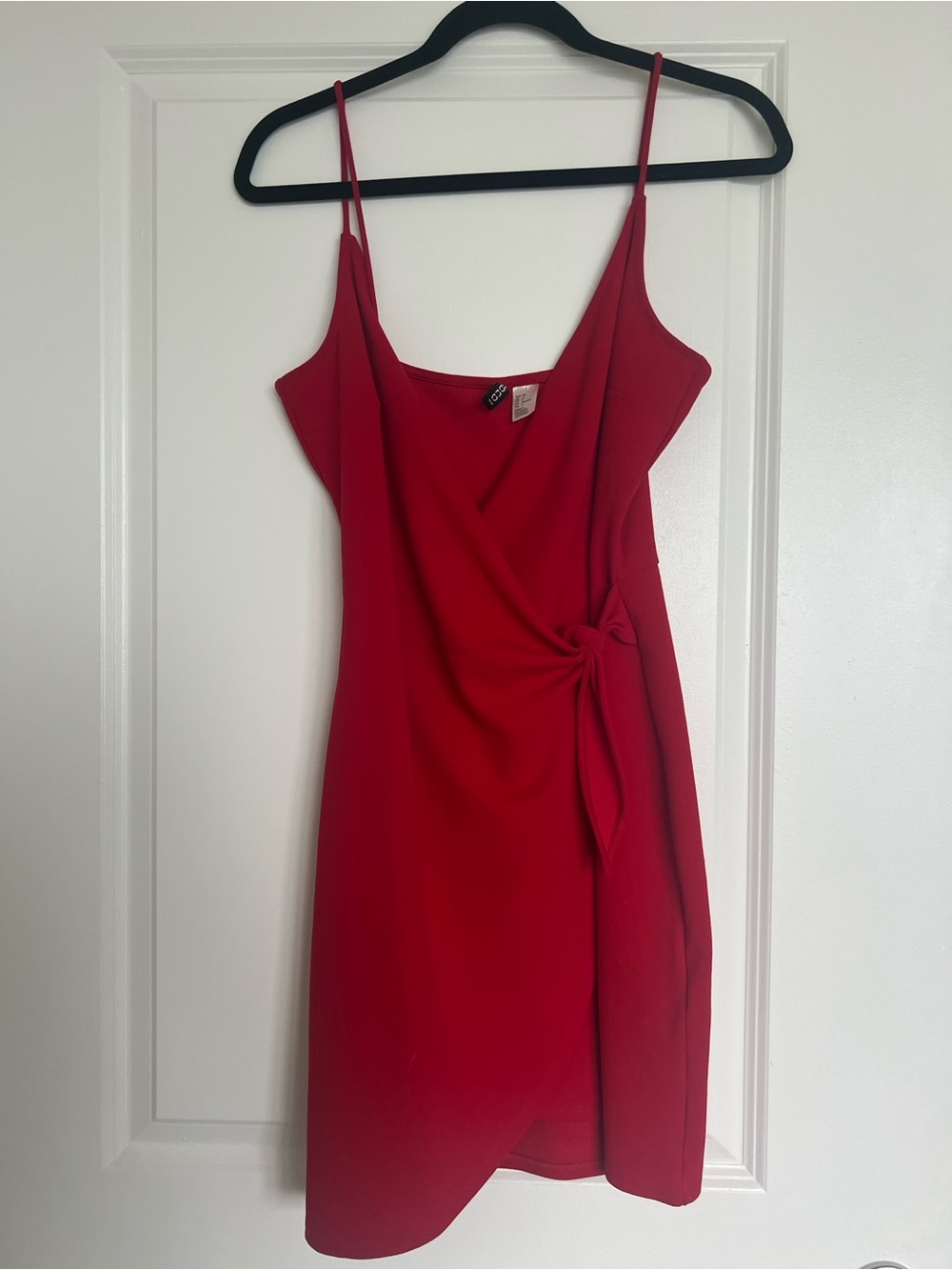 H&M Red Spaghetti-Strap Wrap-Style Mini Dress